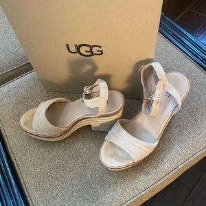 Tan ugg sandals size 9.5 wore twice.